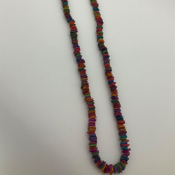 New Rainbow Multicolor Gemstone Chip Bead Necklace 15" Long no closure - Picture 4 of 7
